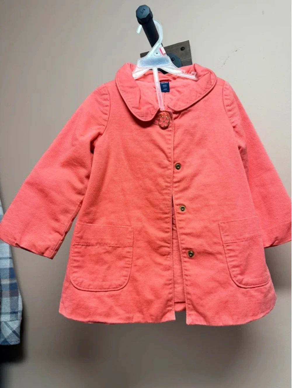 Baby Gap Coral Pink Corduroy Coat with Peter Pan Collar